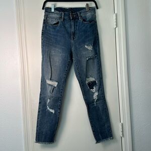 EUC BDG 27W Crop Twig High Rise Medium Wash Distressed Skinny Jeans Size 27